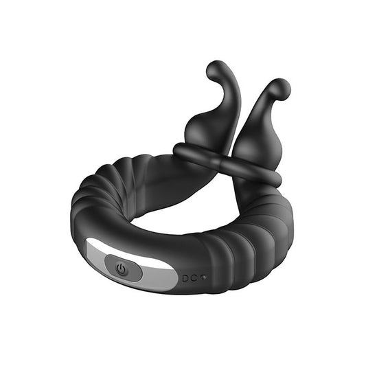 F-24 Textured Vibrating Cock Ring - Black