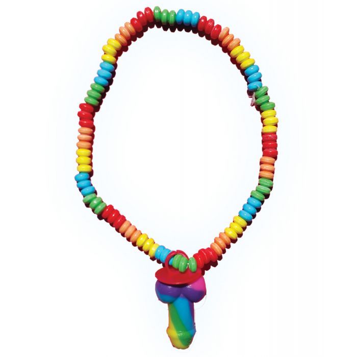 Rainbow Stretchy Cock Candy Necklace